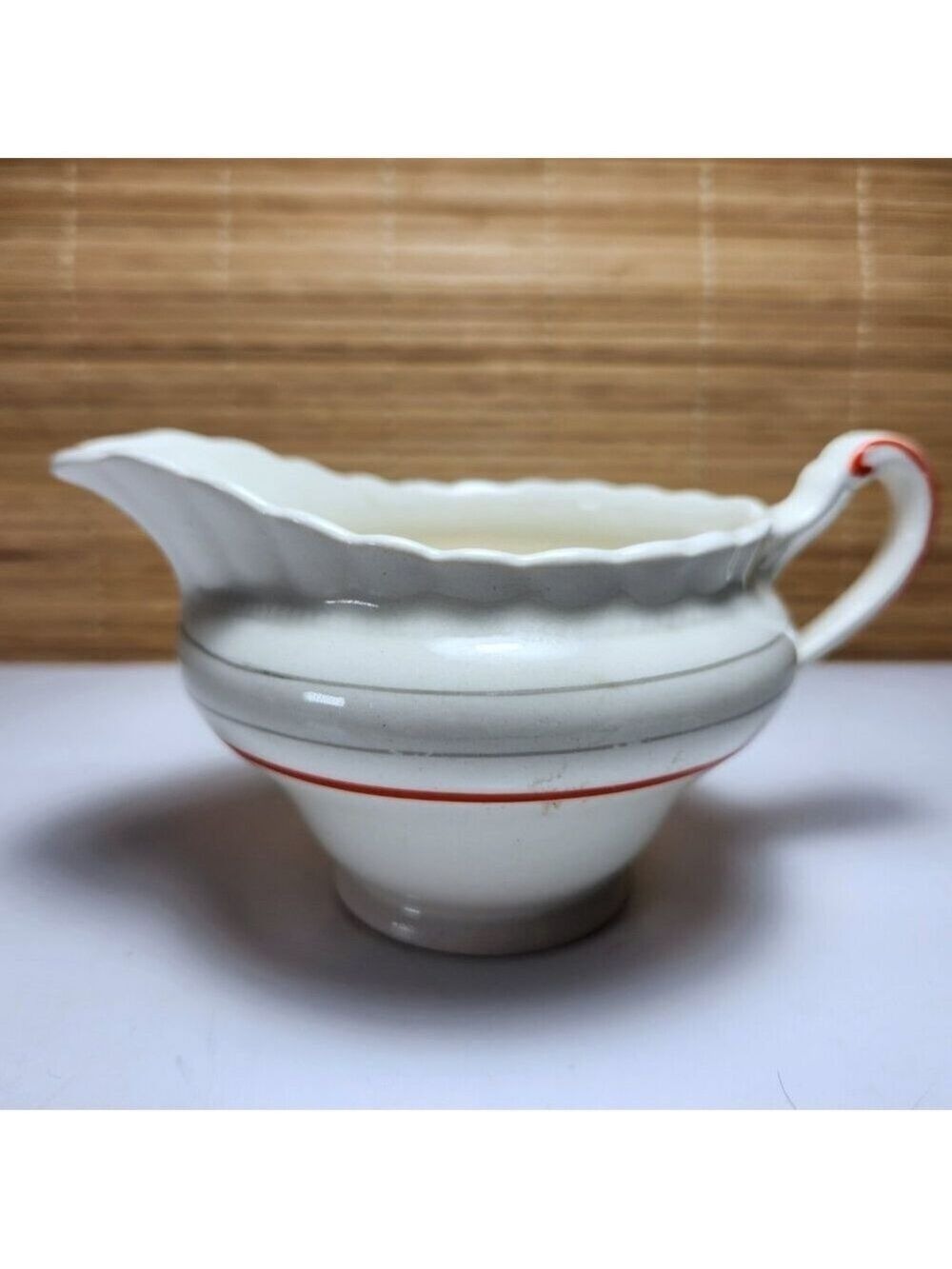 J&G Meakin England Vintage Creamer Red & Silver Stripe Milk Jug
